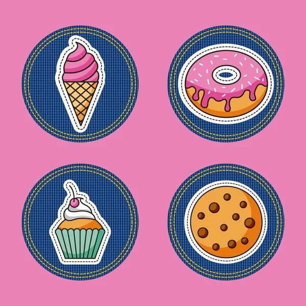 Patches dessert voedsel — Stockvector