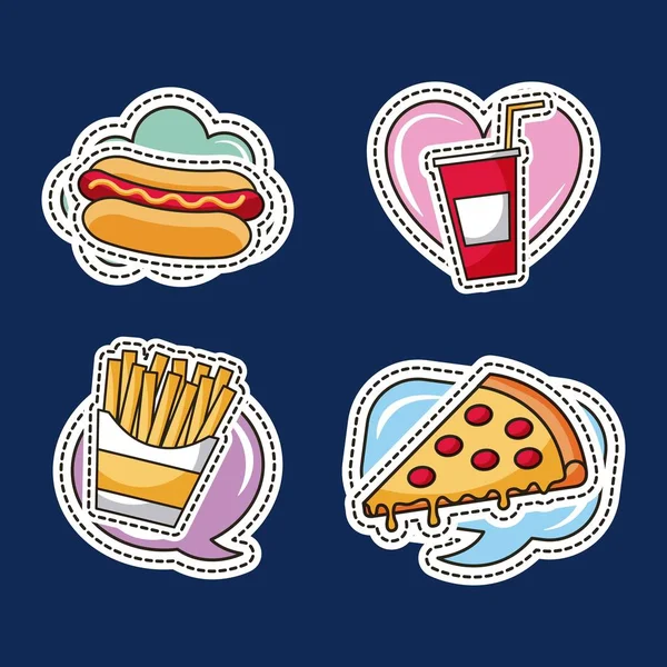 Patches fast food — Stock Vector