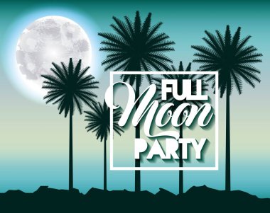 full moon party summer clipart
