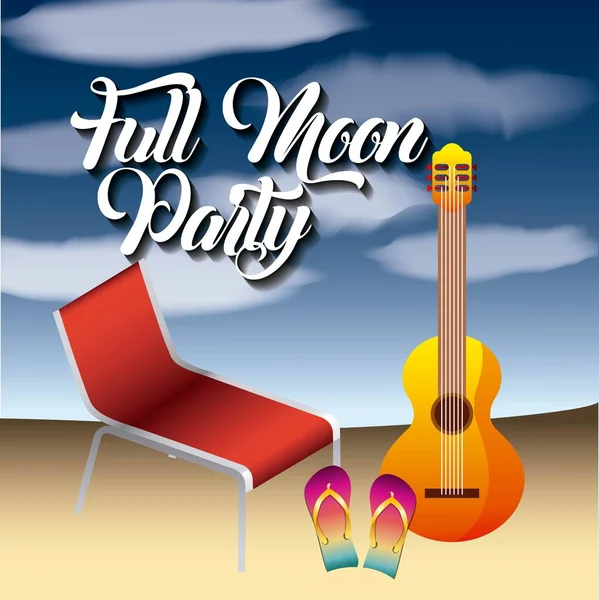 Full moon party summer — Stock Vector