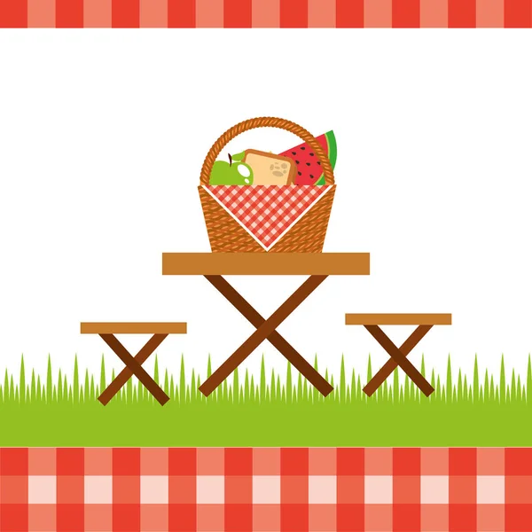 Ikon adegan pesta piknik - Stok Vektor