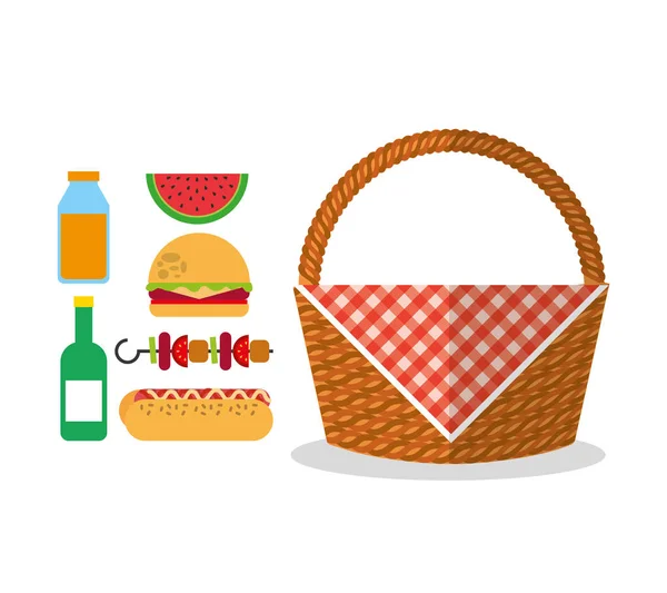 Picnic fiesta escena icono — Vector de stock