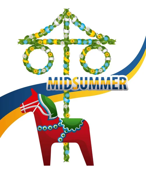 Midsummer swedish celebration — Stock Vector