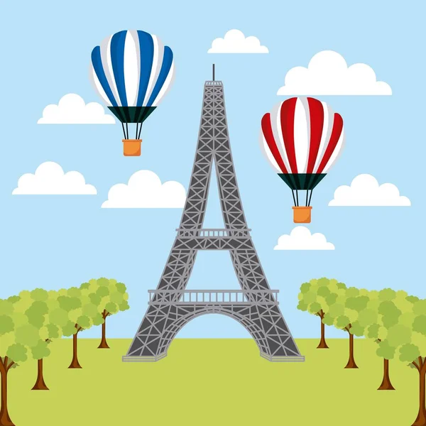 Famous monuments france — Stock Vector