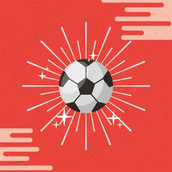 Ballon sport soccer sunburst couleur fond — Image vectorielle
