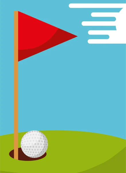 ゴルフ ボールの穴とフラグ フィールド スポーツ — ストックベクタ