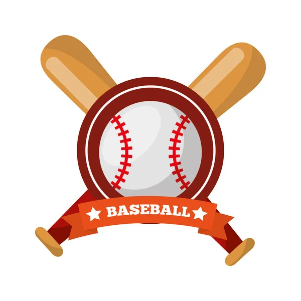 Baseball ball bats crossed game sport emblem — Stock Vector