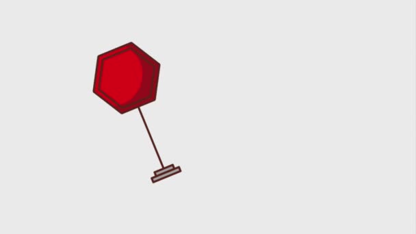 Tráfico de letrero rojo en la animación stand — Vídeos de Stock