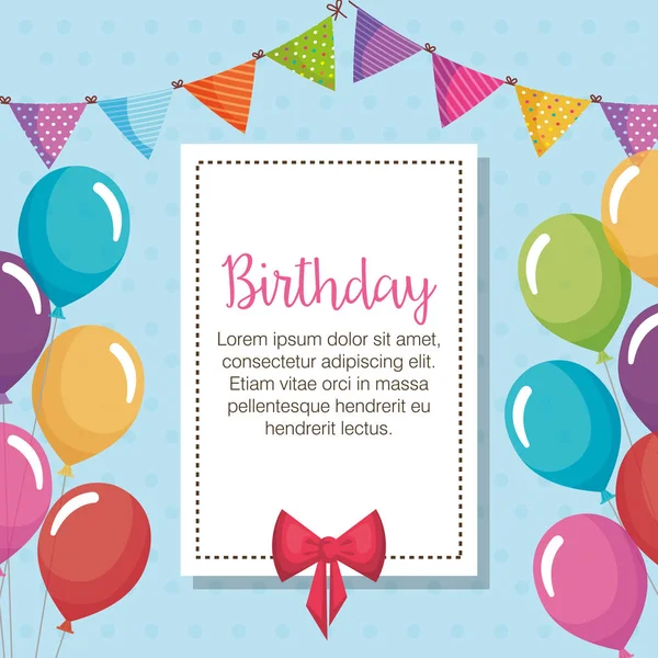 Feliz aniversário balões ar celebração cartão — Vetor de Stock