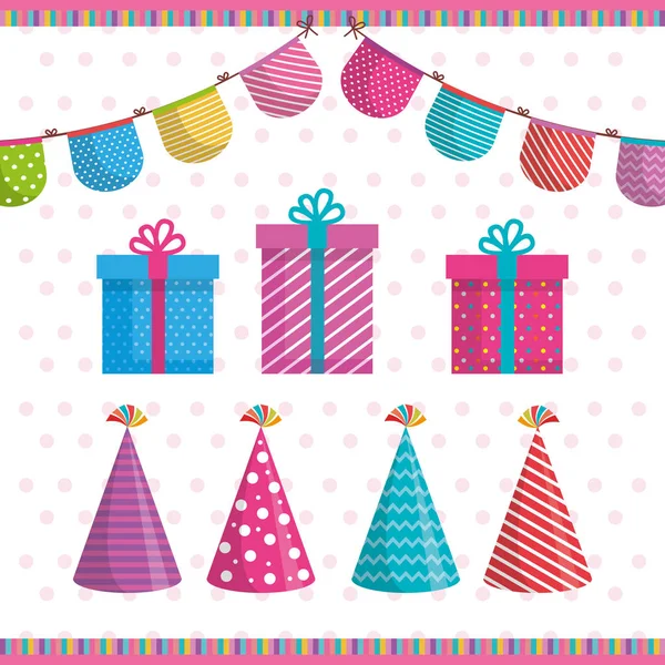 Birthday celebration set icons — Stock Vector