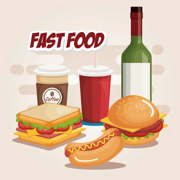 Ícones de produtos fast food — Vetor de Stock