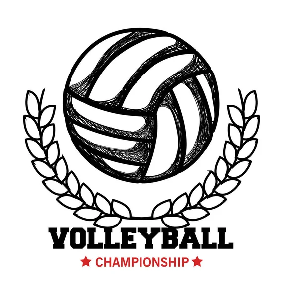Emblema de pelota deportiva de voleibol — Vector de stock