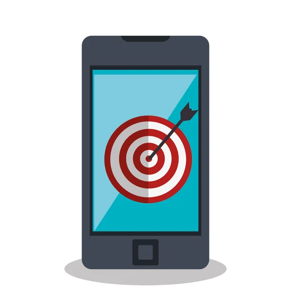 Target arrow with smartphone icon — Stock Vector