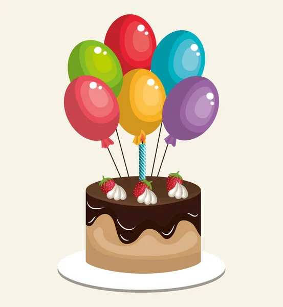 Zadowolony urodziny karty z balonów powietrzem party — Wektor stockowy