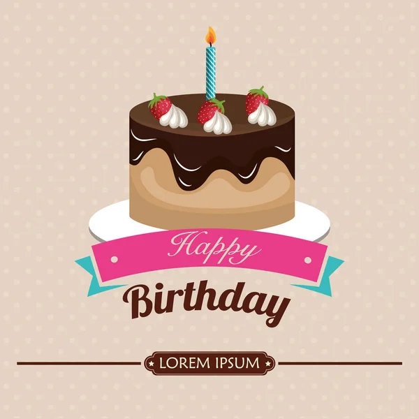 Delicioso dulce pastel cumpleaños — Vector de stock