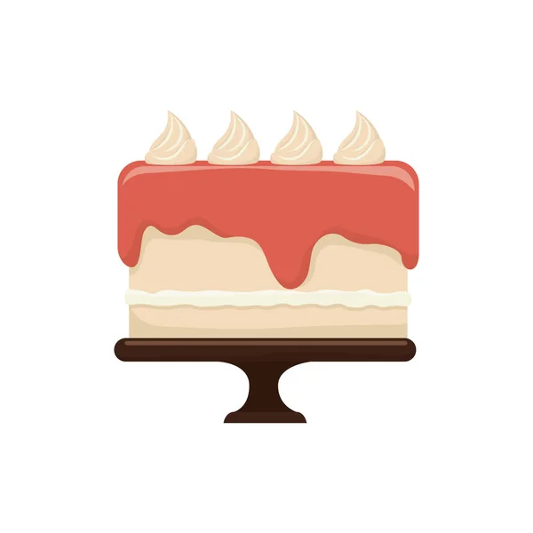 Delicioso aniversário bolo doce —  Vetores de Stock