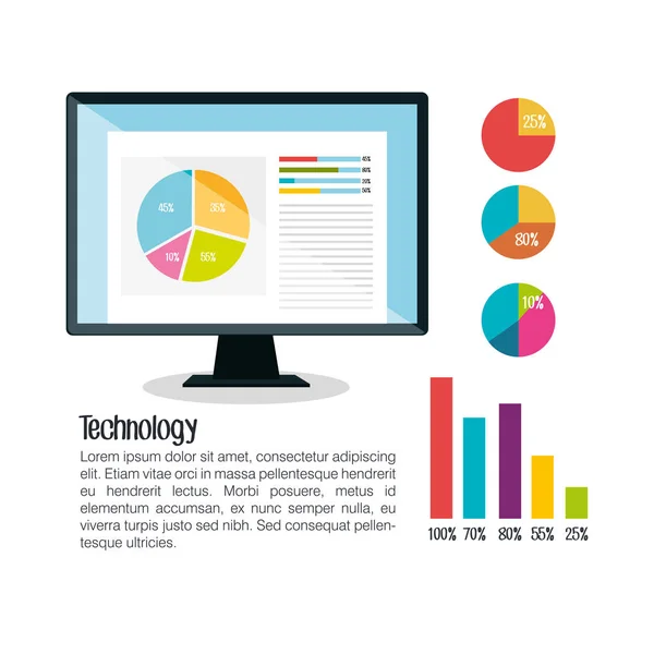 Tecnología infográfica iconos planos — Vector de stock