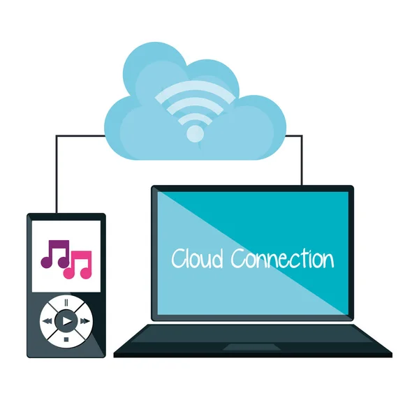 Molnbaserad teknik anslutningsikoner — Stock vektor