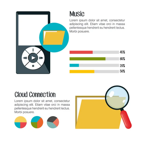 Tecnologia infográfica ícones planos —  Vetores de Stock