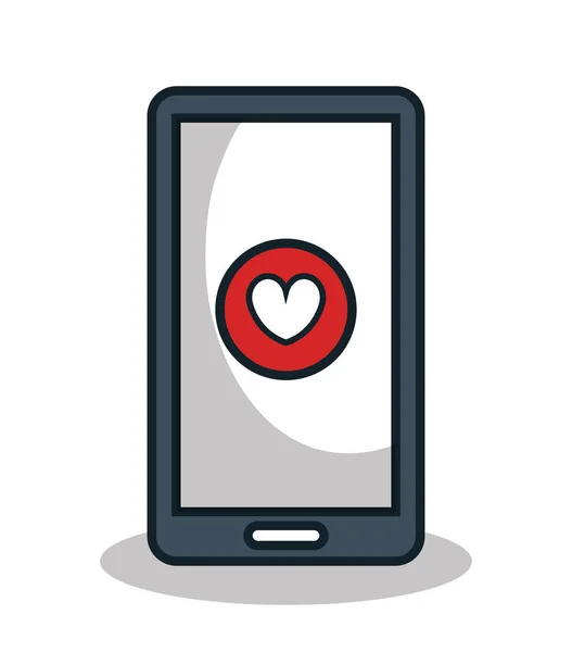 Smartphone com aplicativo de coração — Vetor de Stock