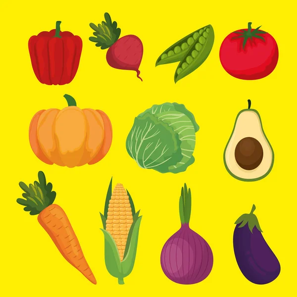 Čerstvá zelenina organická a zdravé potraviny — Stockový vektor