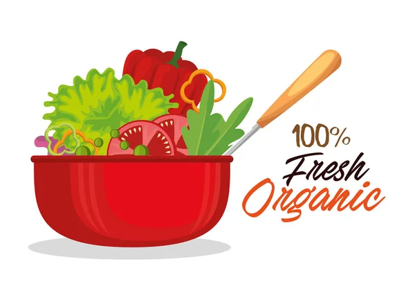 Casserole de cuisine avec légumes frais et biologiques — Image vectorielle