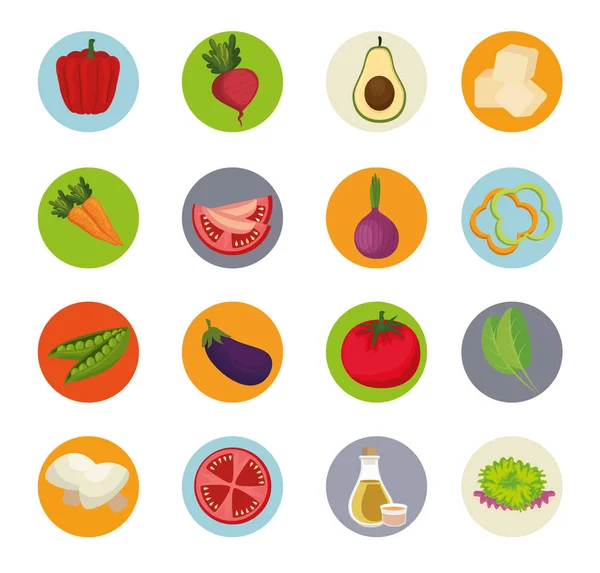 Légumes frais bio et aliments sains — Image vectorielle