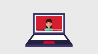 video üstünde laptop fikir yaratıcılık gösteren konuşan genç kız