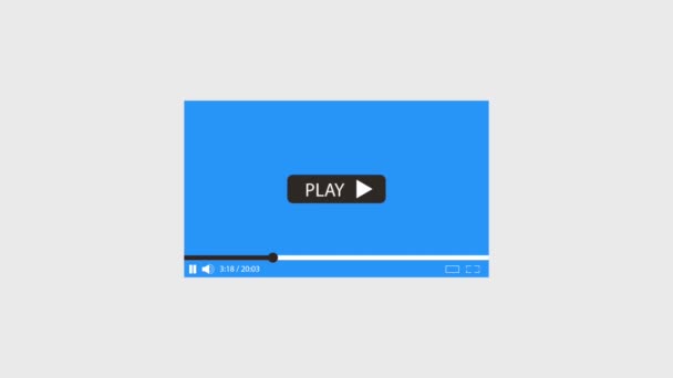 Vídeo blogger cartoon man and play record button — Vídeo de Stock