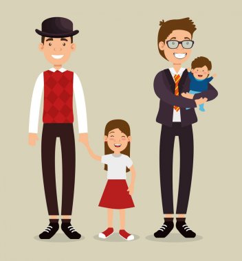 iyi bir baba ile kızı ve oğlu avatarları
