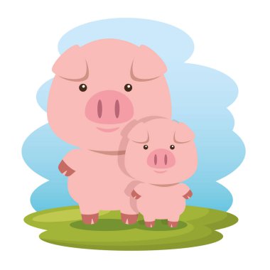 sevimli domuz baba ve oğul karakterleri