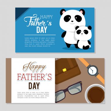 mutlu Babalar günü kartı panda ayıları ile