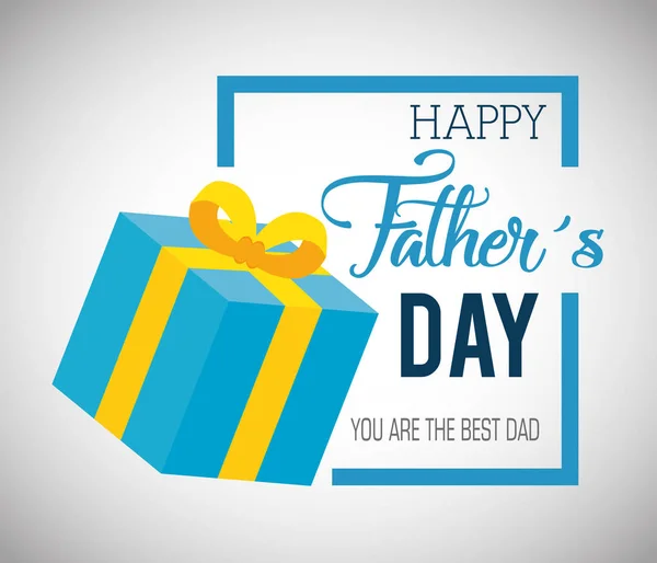 Happy fathers day card with gift — Stock Vector