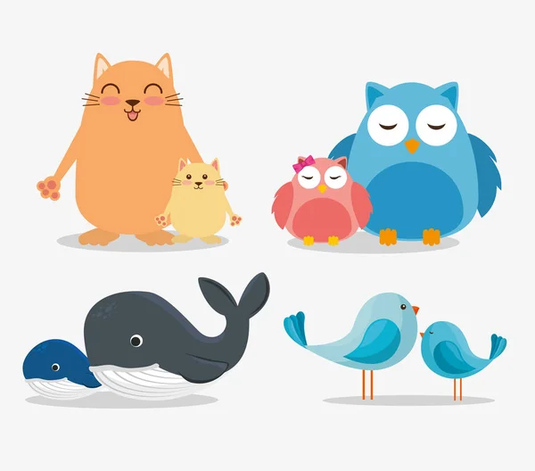 Famille animaux groupe caractères — Image vectorielle