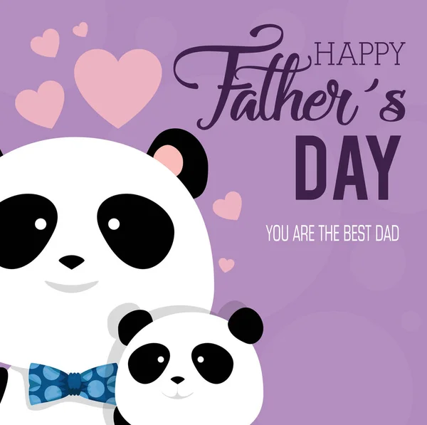 パンダと幸せな父親の日カード — ストックベクタ