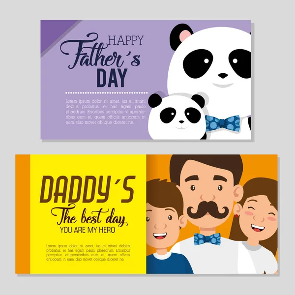 Best father with daughter and son avatars — Stock Vector