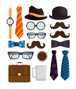 mutlu Babalar günü aksesuarları Icons set
