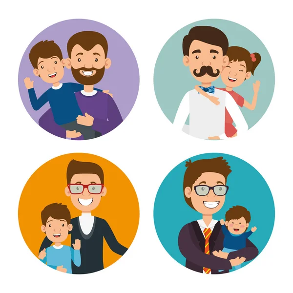 Beste vader en dochter en zoon avatars — Stockvector