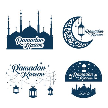 Ramazan kareem kartı set simgeleri ile
