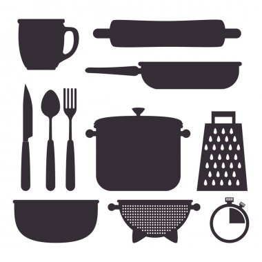 mutfak mutfak eşyaları Icons set