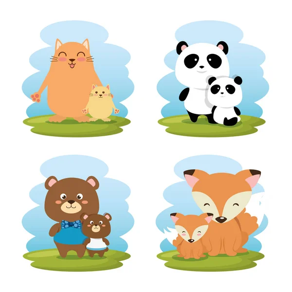 Family animals group characters — Stock Vector