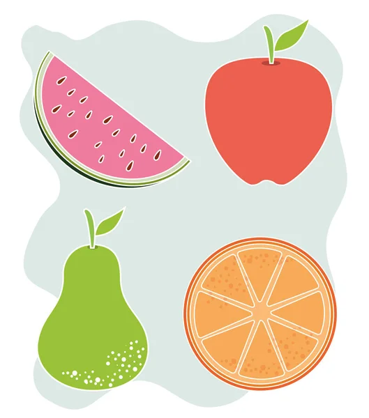 Buah-buahan lezat makanan sehat - Stok Vektor