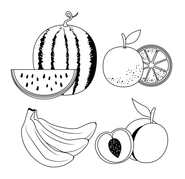 Deliciosas frutas comida saludable — Vector de stock