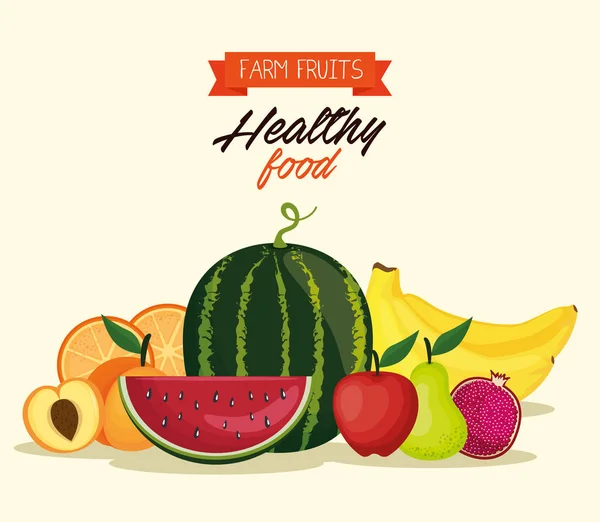 Deliciosos frutos comida saudável —  Vetores de Stock