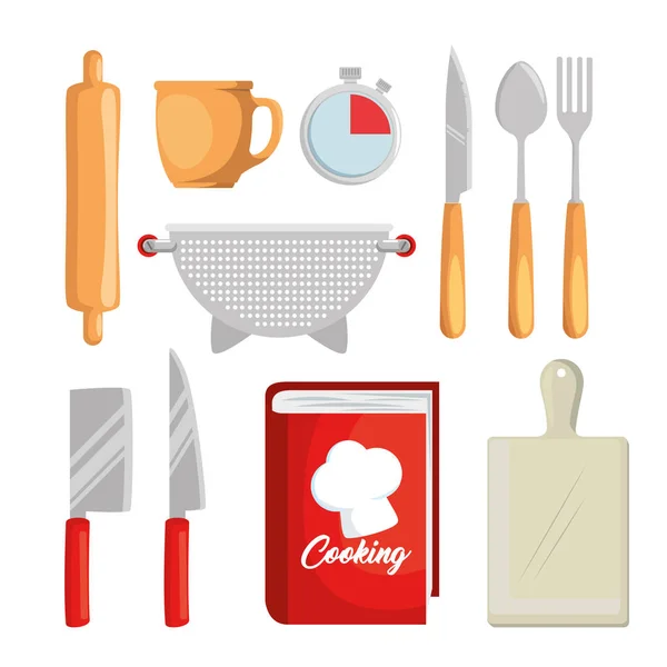 Set da cucina icone utensili — Vettoriale Stock