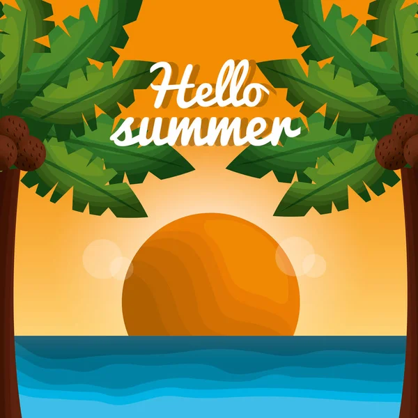 Olá férias de verão — Vetor de Stock