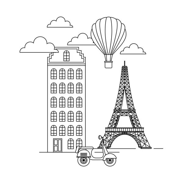 Franciaország-Párizs-építészet — Stock Vector