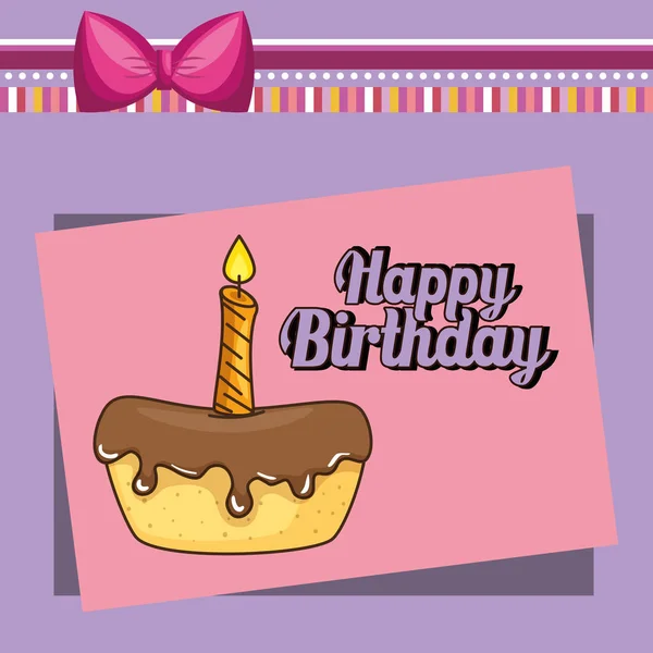 Doğum günü kartı tatlı pasta ile — Stok Vektör