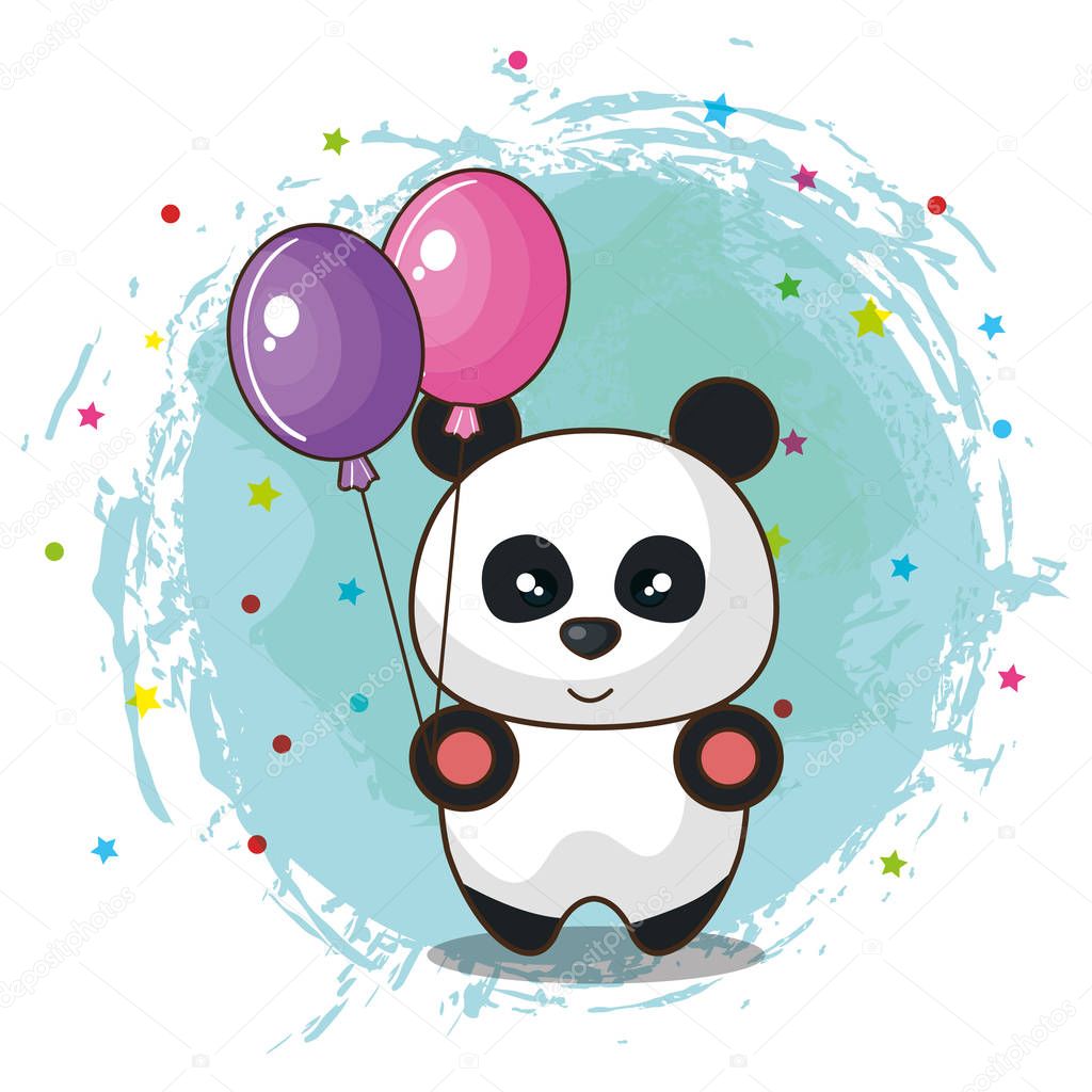 happy birthday card with bear panda
