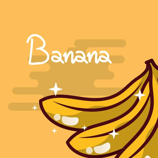 Plátano fruta delicioso cartel brillante — Vector de stock